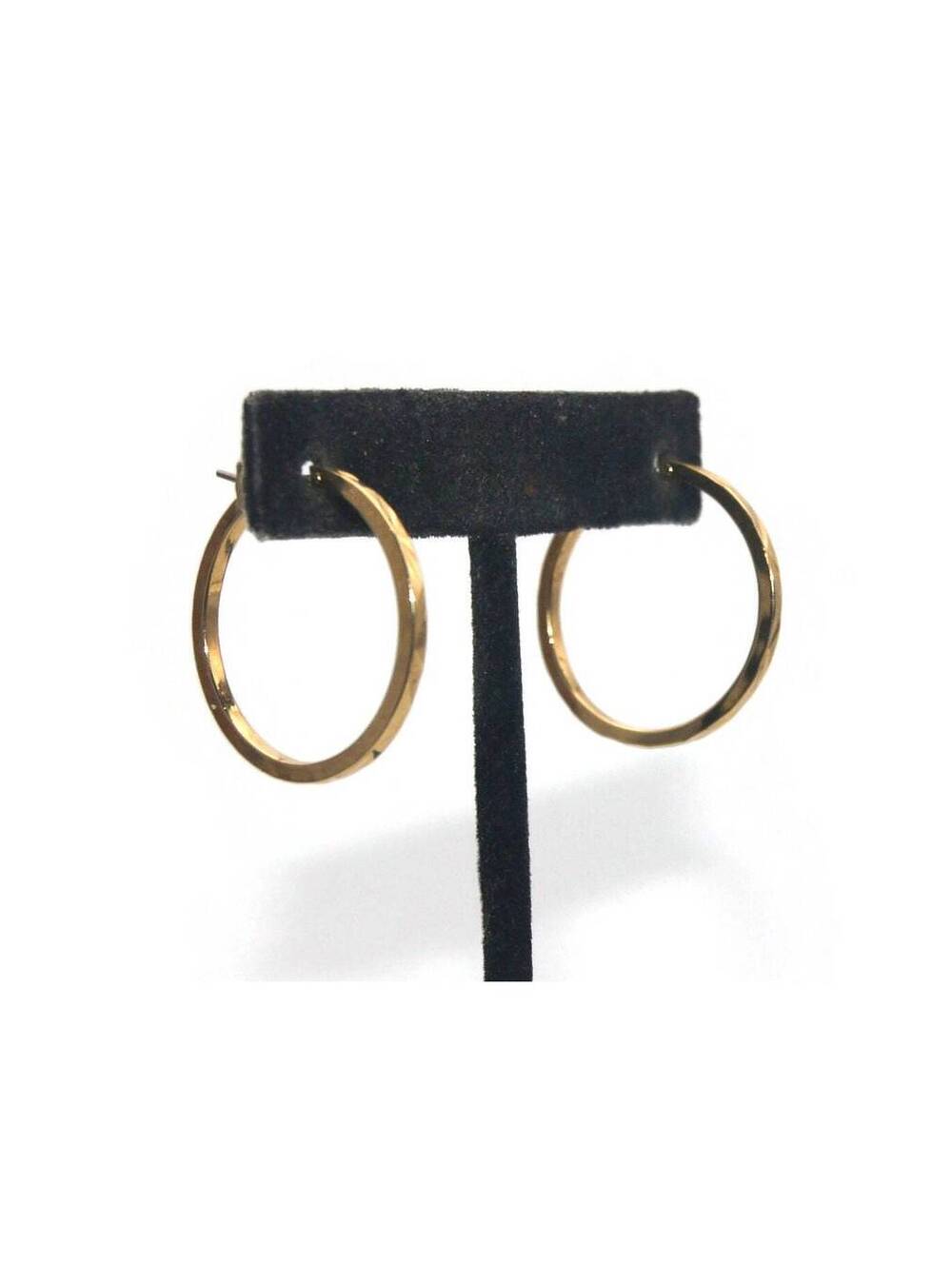 Vintage Gold Tone Hoop Earrings with Latch Backs for Pierced Ears.